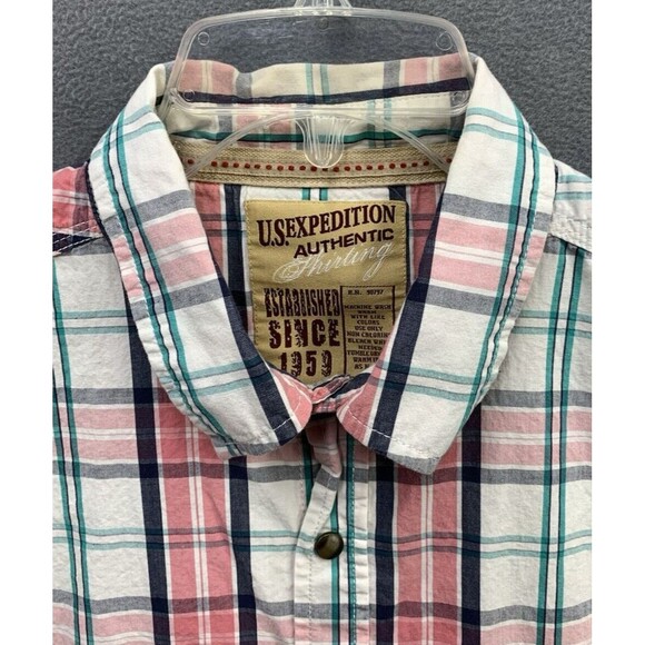 US Expedition Mens Button Up Shirt Pearl Snap Pink Check Western Cowboy  XL - Picture 7 of 13